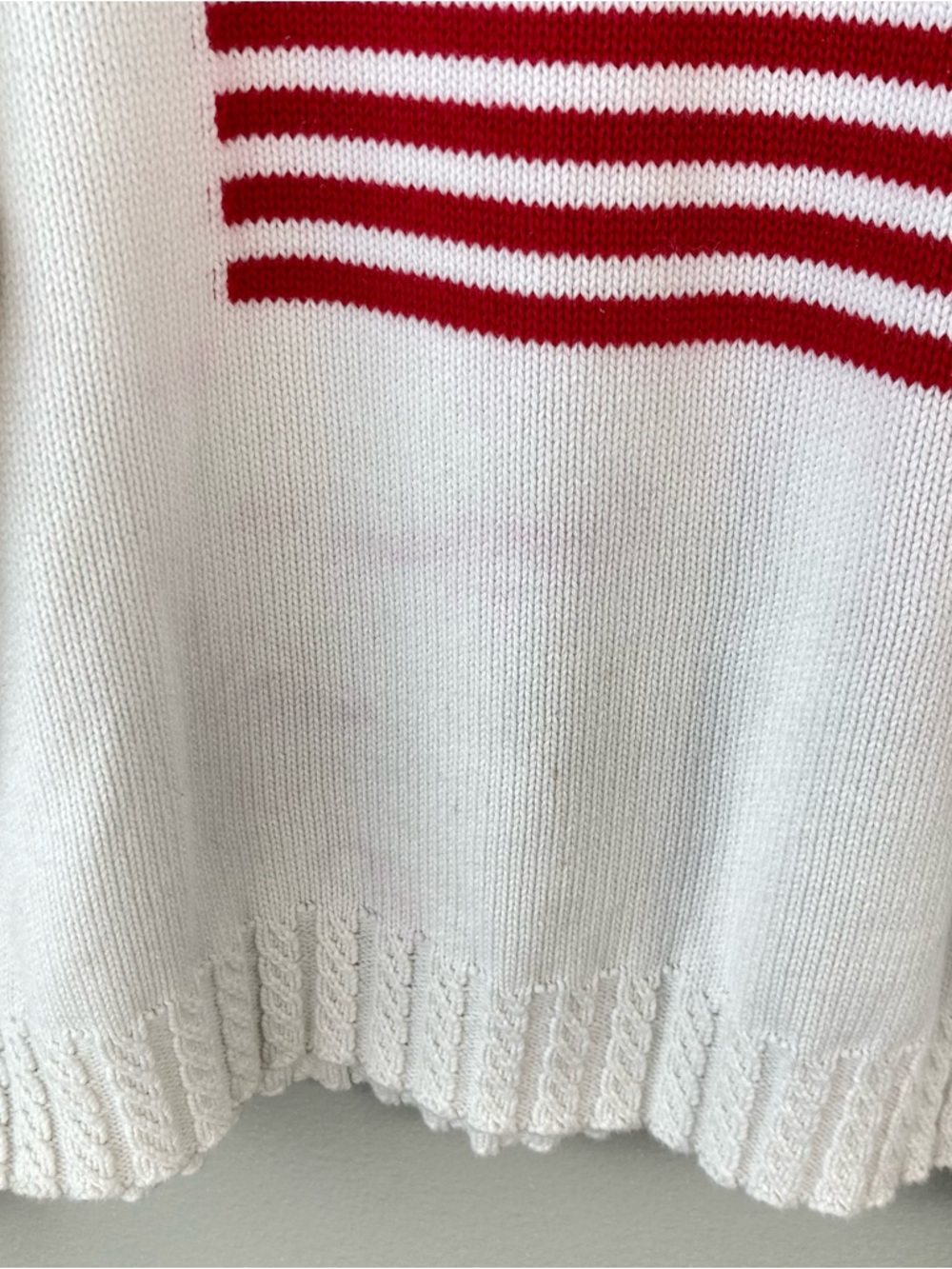 Liz Claiborne Liz Sport Vintage Sweater American Flag White Cotton Size SP Flaw - Picture 4 of 13